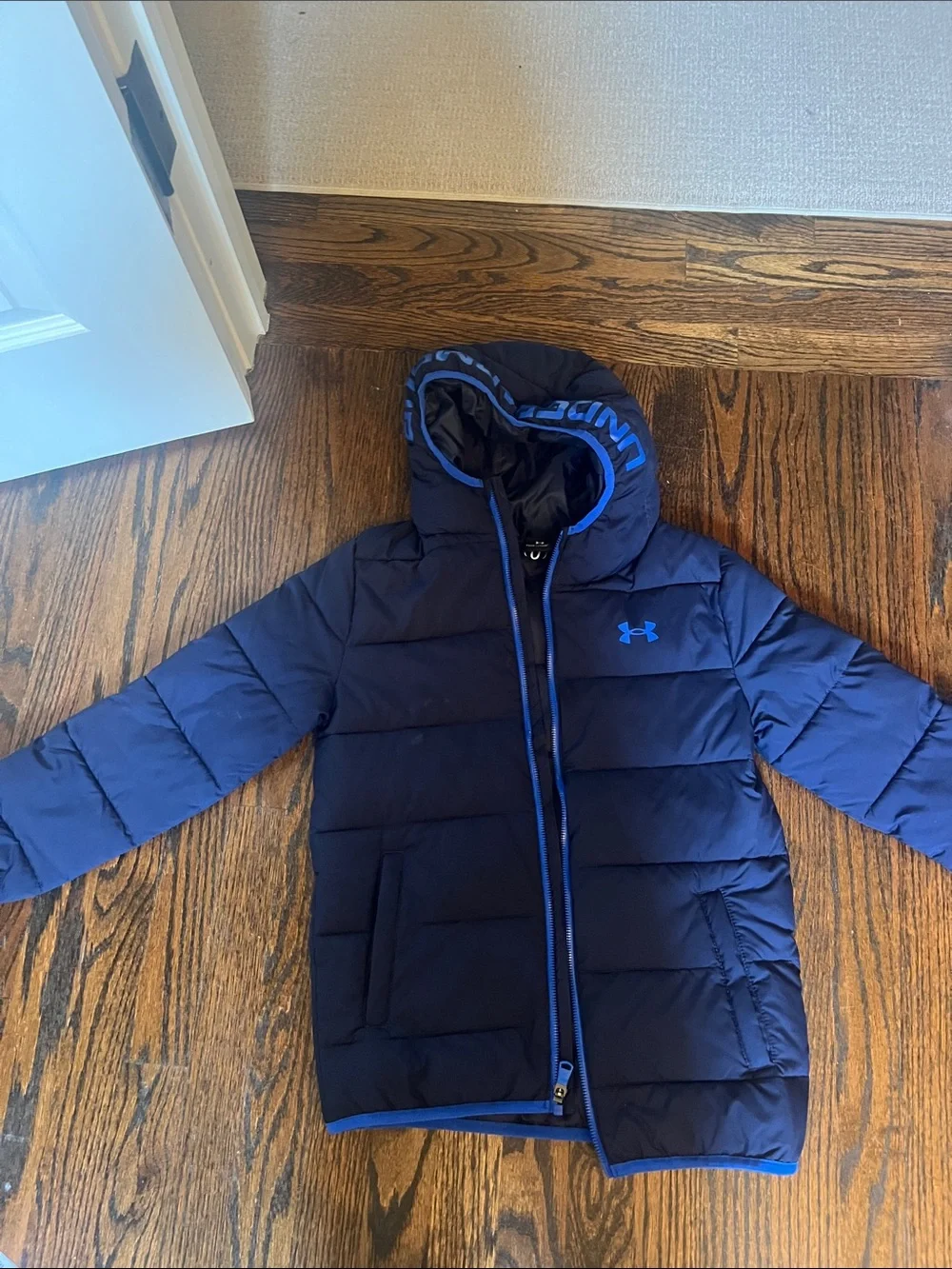 Under Armour Navy and Royal Blue Puffer Jacket with Hood